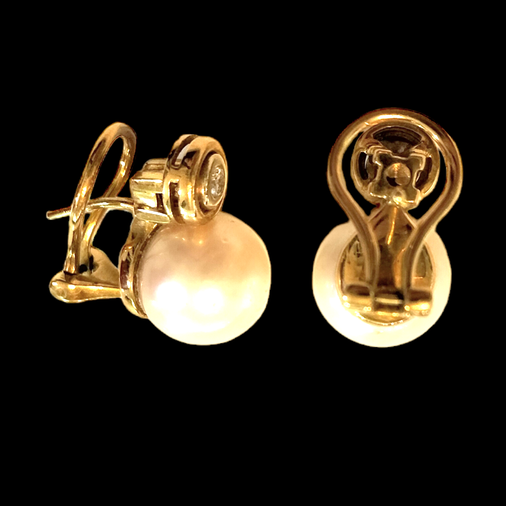 Arrecades or 18 k. Perla/brillant