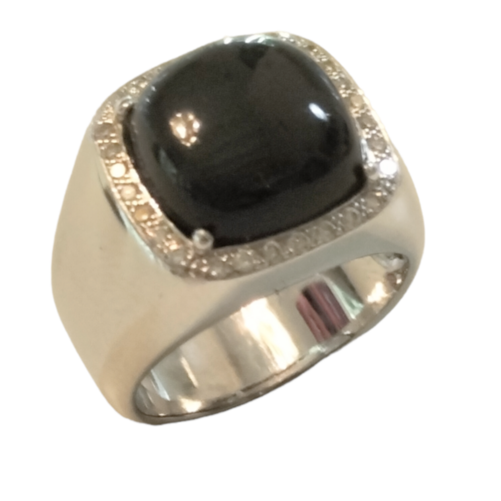 Anell or blanc Onix/diamants