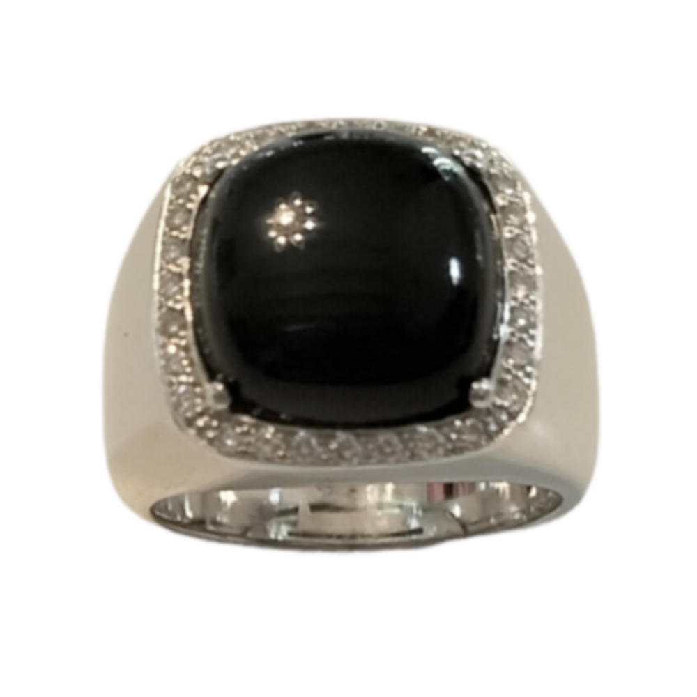 Anell or blanc Onix/diamants